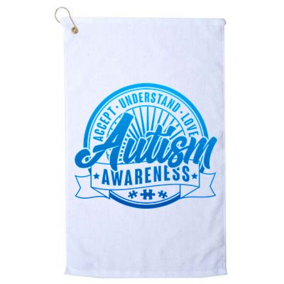 Accept Understand Love  Autism Blue Imprint Golf Towel