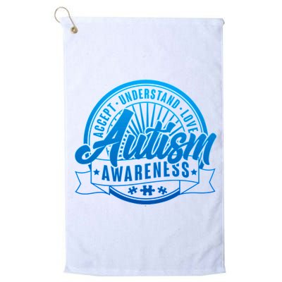 Accept Understand Love  Autism Blue Imprint Platinum Collection Golf Towel