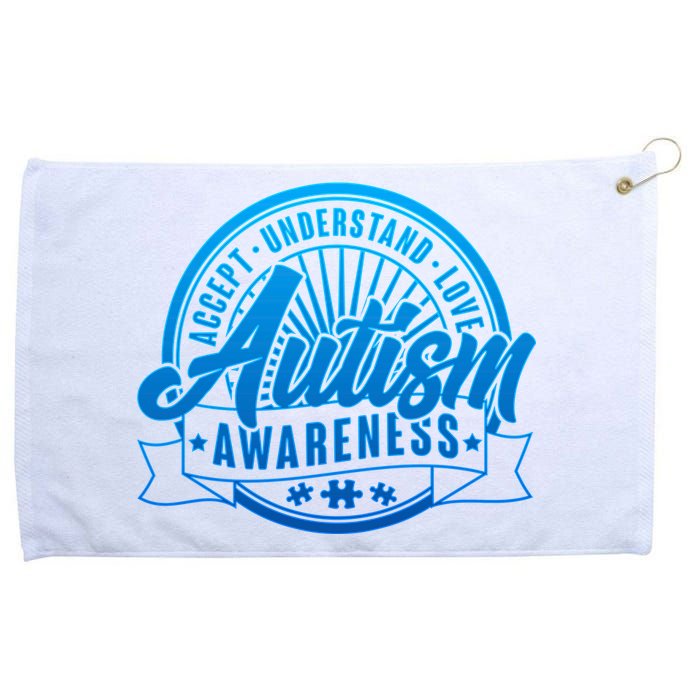 Accept Understand Love  Autism Blue Imprint Grommeted Golf Towel