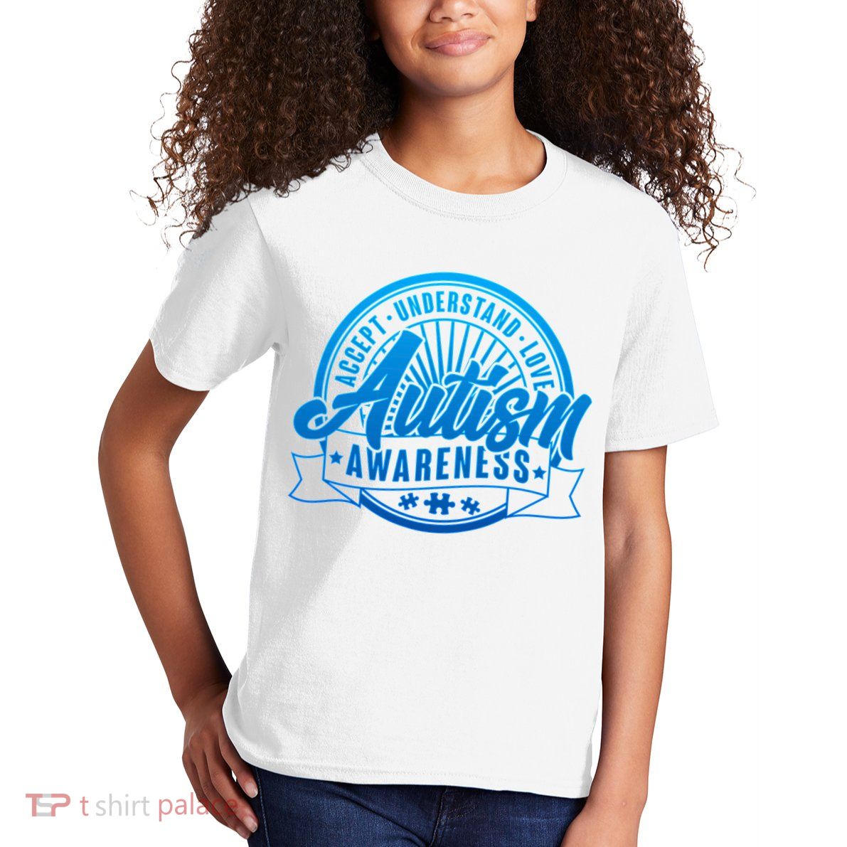 Accept Understand Love  Autism Blue Imprint Kids T-Shirt