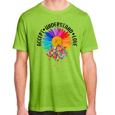 Accept Understand Love Autism Flower Puzzle Pieces Adult ChromaSoft Performance T-Shirt