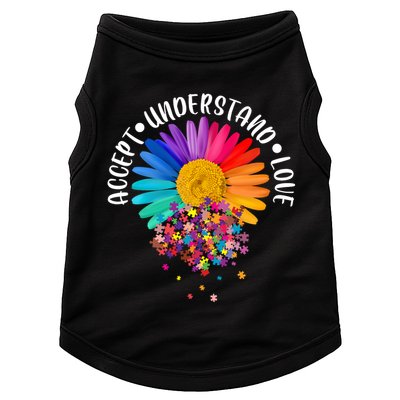 Accept Understand Love Autism Flower Puzzle Pieces Doggie Tank