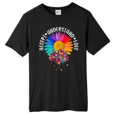 Accept Understand Love Autism Flower Puzzle Pieces Tall Fusion ChromaSoft Performance T-Shirt