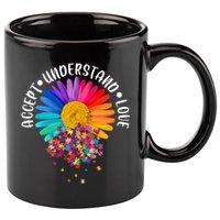 Accept Understand Love Autism Flower Puzzle Pieces 11oz C Handle Ceramic Mug