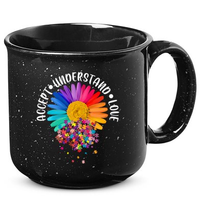 Accept Understand Love Autism Flower Puzzle Pieces 15oz Campfire Ceramic Mug