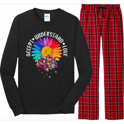 Accept Understand Love Autism Flower Puzzle Pieces Long Sleeve Pajama Set