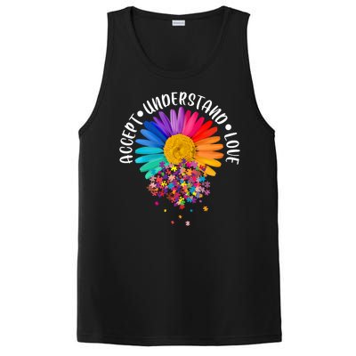 Accept Understand Love Autism Flower Puzzle Pieces PosiCharge Competitor Tank