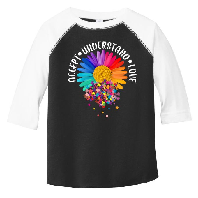 Accept Understand Love Autism Flower Puzzle Pieces Toddler Fine Jersey T-Shirt