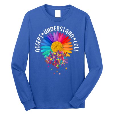 Accept Understand Love Autism Flower Puzzle Pieces Long Sleeve Shirt