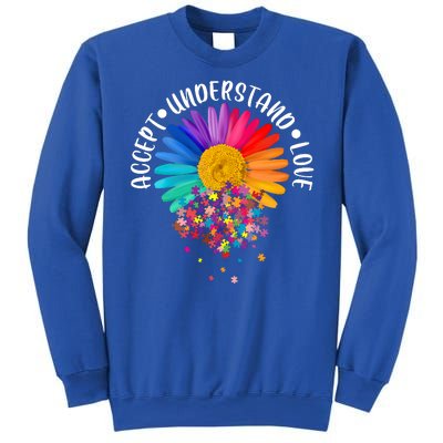 Accept Understand Love Autism Flower Puzzle Pieces Sweatshirt