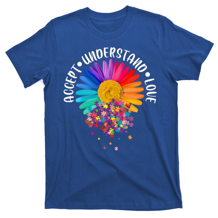 Accept Understand Love Autism Flower Puzzle Pieces T-Shirt