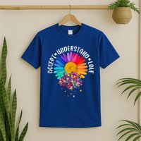 Accept Understand Love Autism Flower Puzzle Pieces T-Shirt