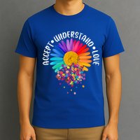 Accept Understand Love Autism Flower Puzzle Pieces T-Shirt