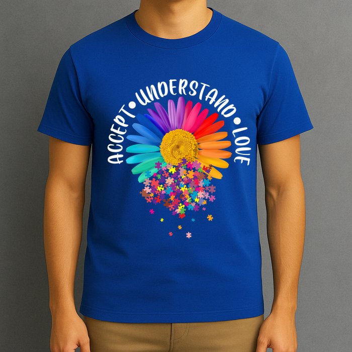 Accept Understand Love Autism Flower Puzzle Pieces T-Shirt