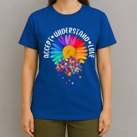 Accept Understand Love Autism Flower Puzzle Pieces T-Shirt