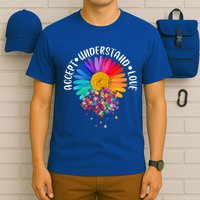 Accept Understand Love Autism Flower Puzzle Pieces T-Shirt