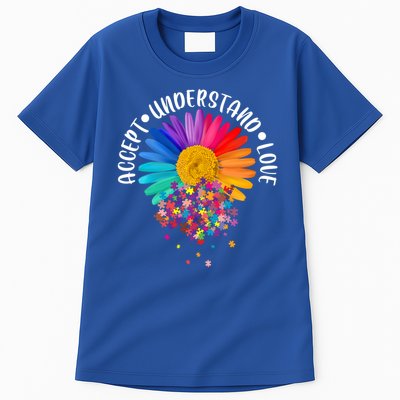 Accept Understand Love Autism Flower Puzzle Pieces Tall T-Shirt