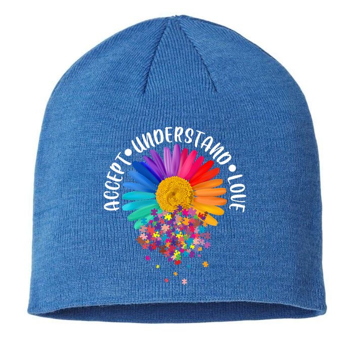 Accept Understand Love Autism Flower Puzzle Pieces Sustainable Beanie