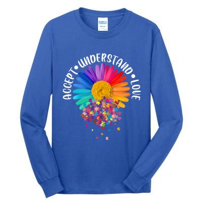 Accept Understand Love Autism Flower Puzzle Pieces Tall Long Sleeve T-Shirt