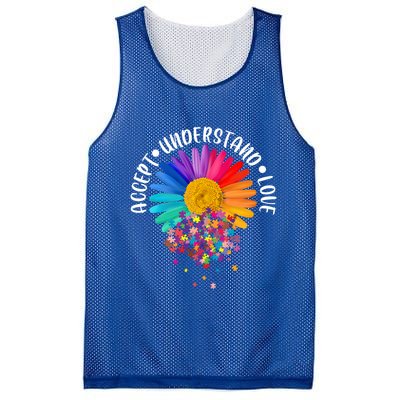 Accept Understand Love Autism Flower Puzzle Pieces Mesh Reversible Basketball Jersey Tank