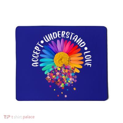 Accept Understand Love Autism Flower Puzzle Pieces Mousepad