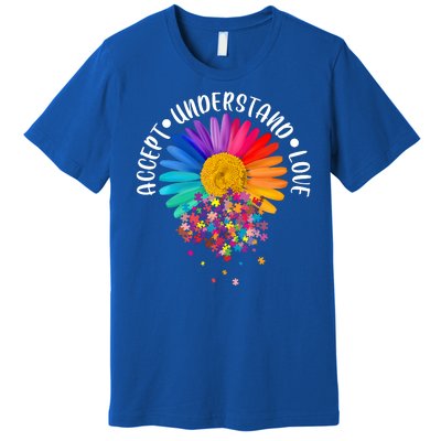 Accept Understand Love Autism Flower Puzzle Pieces Premium T-Shirt