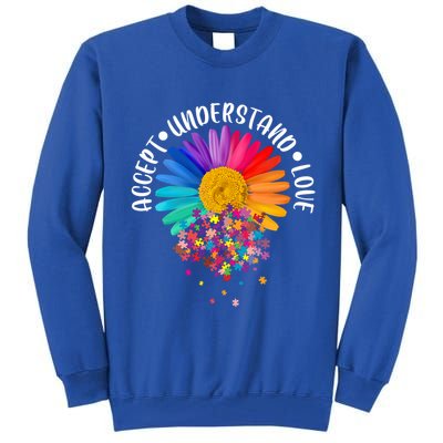 Accept Understand Love Autism Flower Puzzle Pieces Tall Sweatshirt