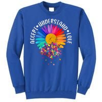 Accept Understand Love Autism Flower Puzzle Pieces Tall Sweatshirt