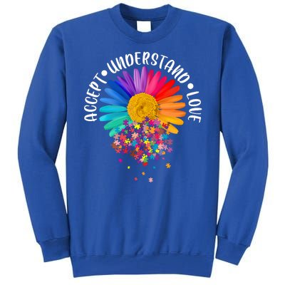 Accept Understand Love Autism Flower Puzzle Pieces Tall Sweatshirt