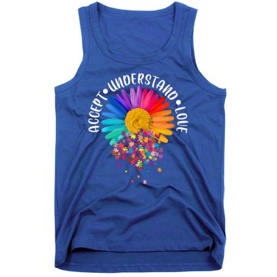 Accept Understand Love Autism Flower Puzzle Pieces Tank Top