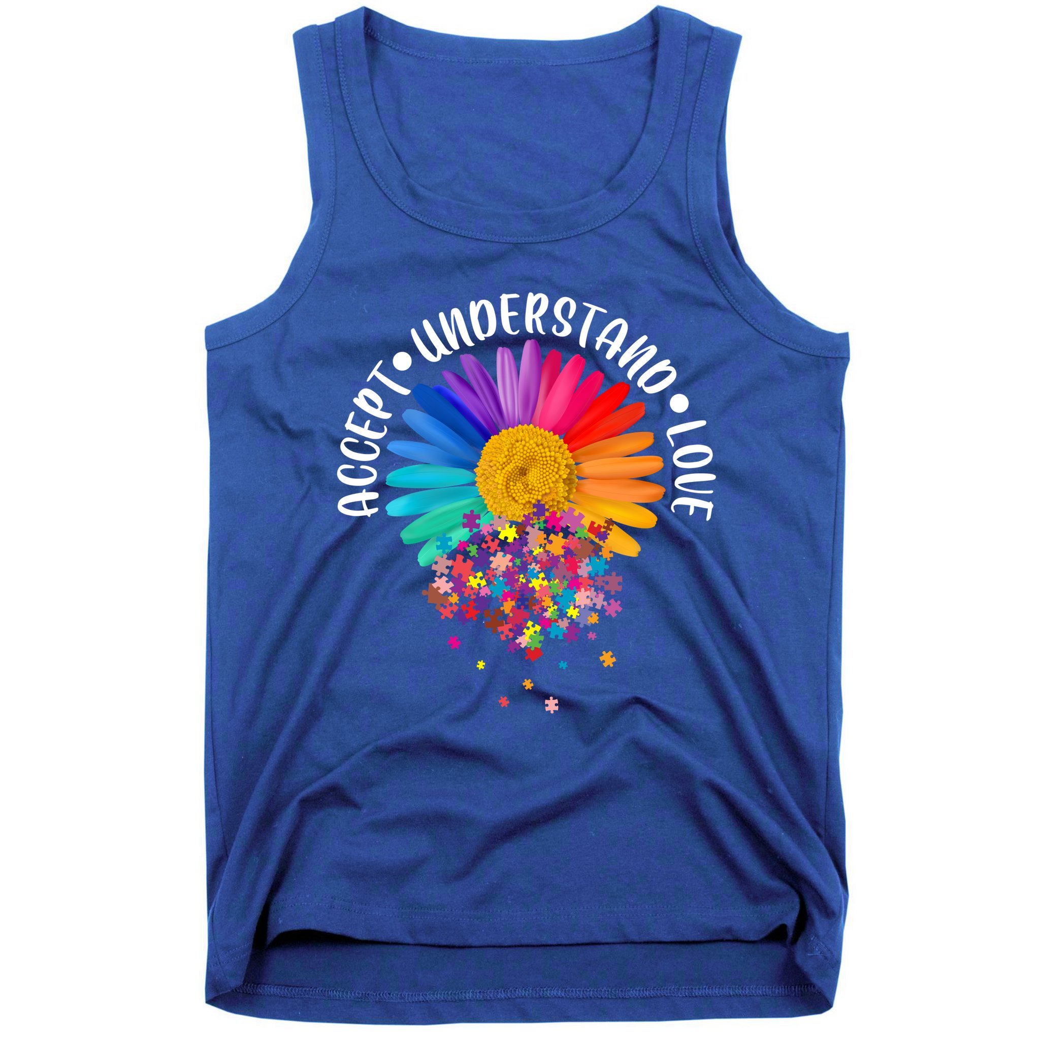 Accept Understand Love Autism Flower Puzzle Pieces Tank Top