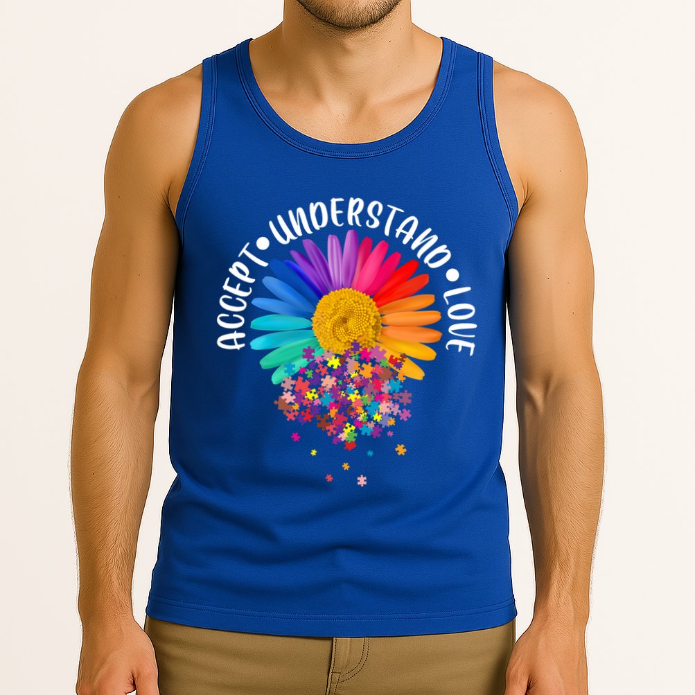 Accept Understand Love Autism Flower Puzzle Pieces Tank Top