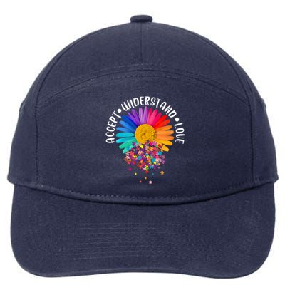 Accept Understand Love Autism Flower Puzzle Pieces 7-Panel Snapback Hat