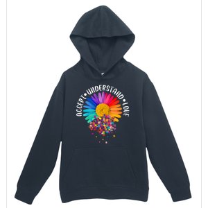 Accept Understand Love Autism Flower Puzzle Pieces Urban Pullover Hoodie