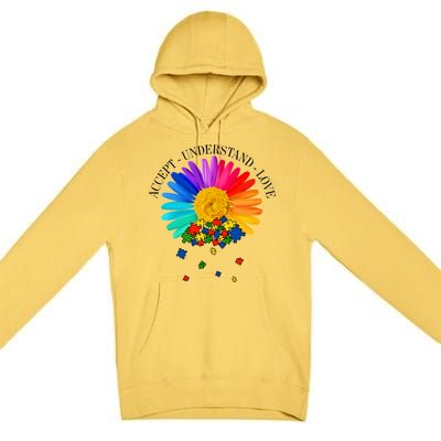 Accept Understand Love Autism Sunflower Premium Pullover Hoodie