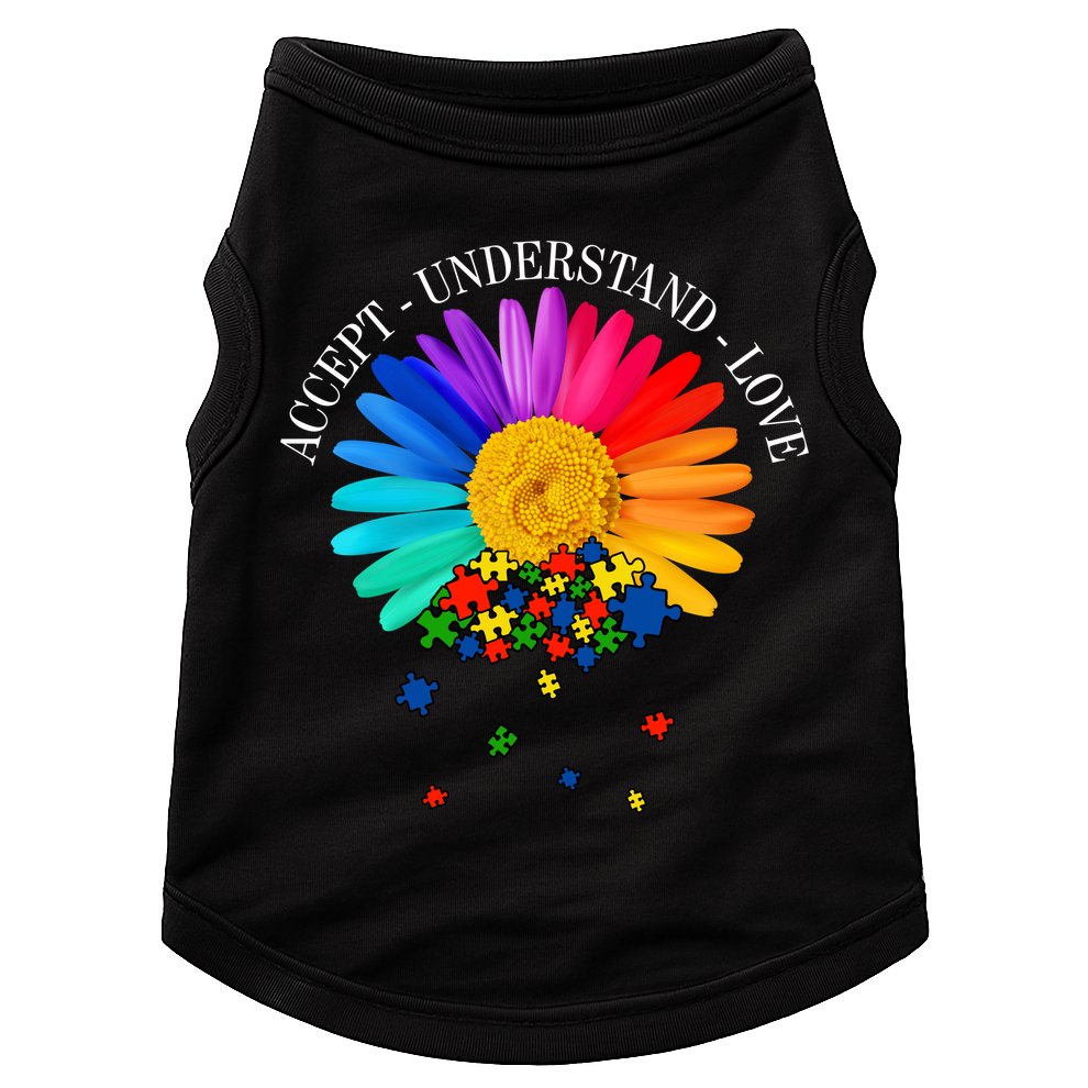 Accept Understand Love Autism Sunflower Doggie Tank