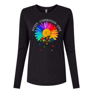 Accept Understand Love Autism Sunflower Womens Cotton Relaxed Long Sleeve T-Shirt