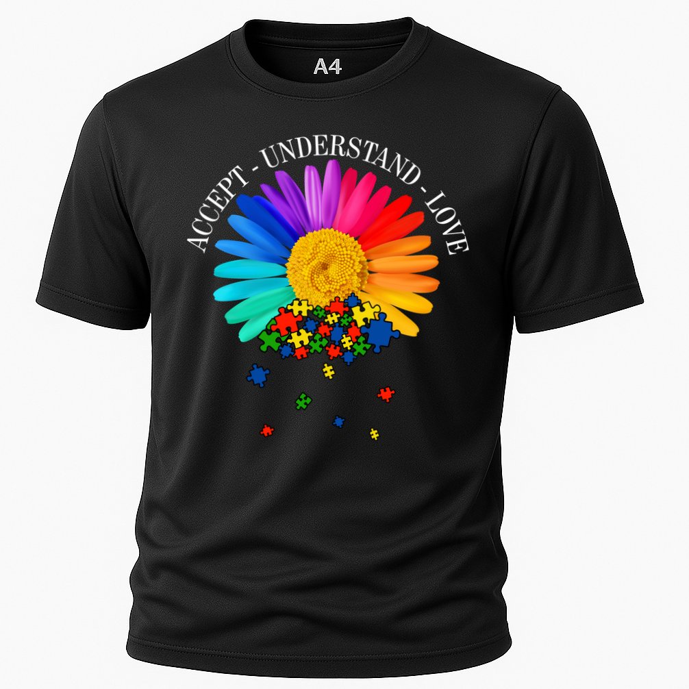 Accept Understand Love Autism Sunflower Cooling Performance Crew T-Shirt