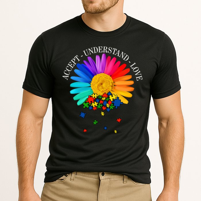 Accept Understand Love Autism Sunflower Cooling Performance Crew T-Shirt