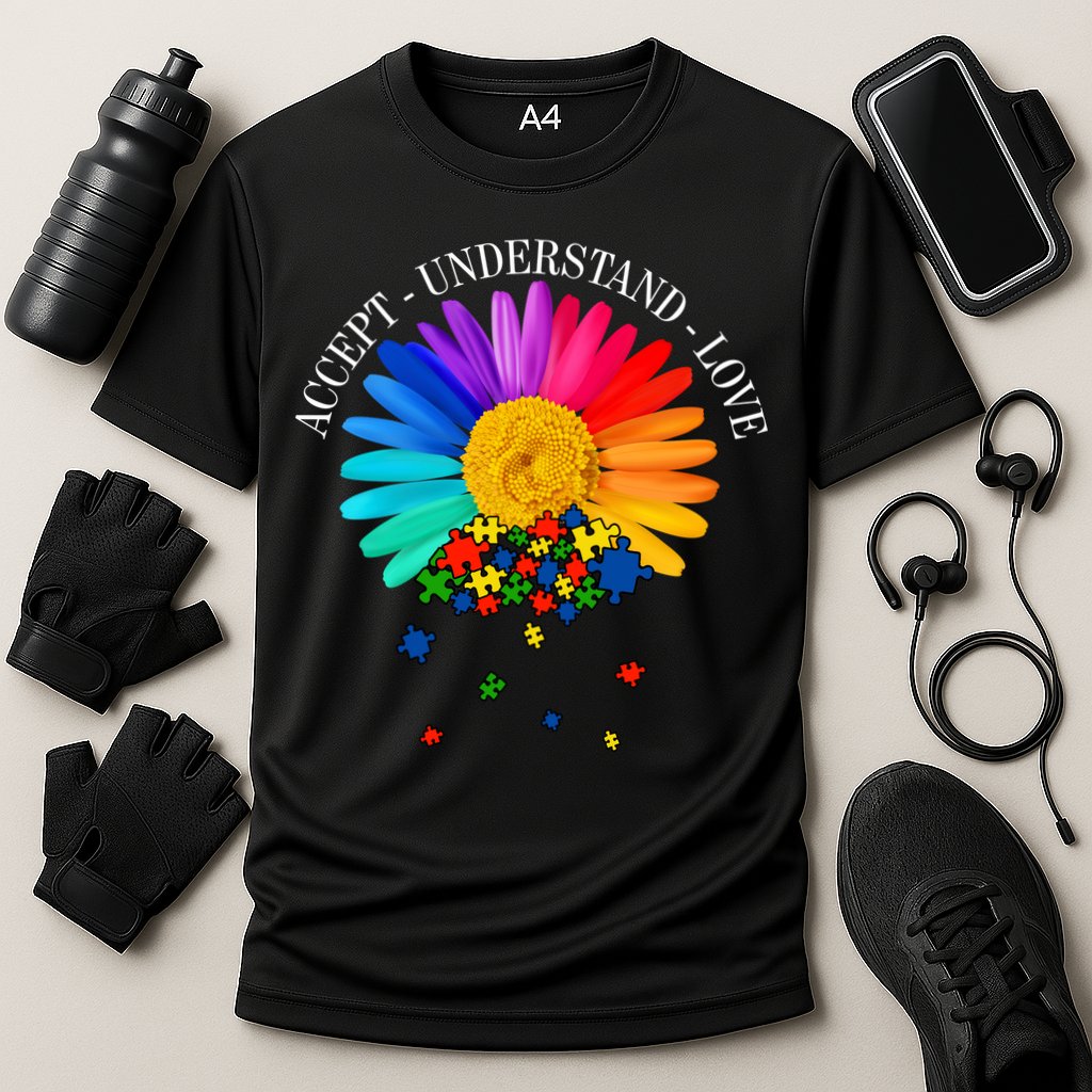 Accept Understand Love Autism Sunflower Cooling Performance Crew T-Shirt