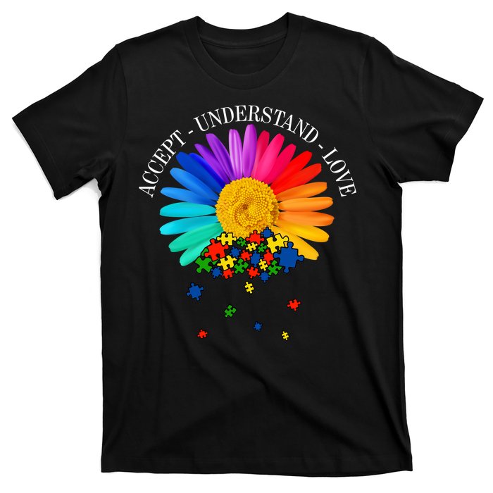 Accept Understand Love Autism Sunflower T-Shirt