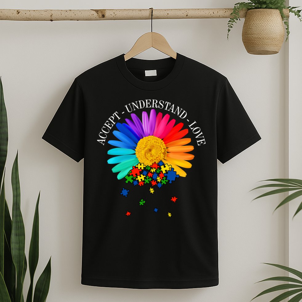 Accept Understand Love Autism Sunflower T-Shirt