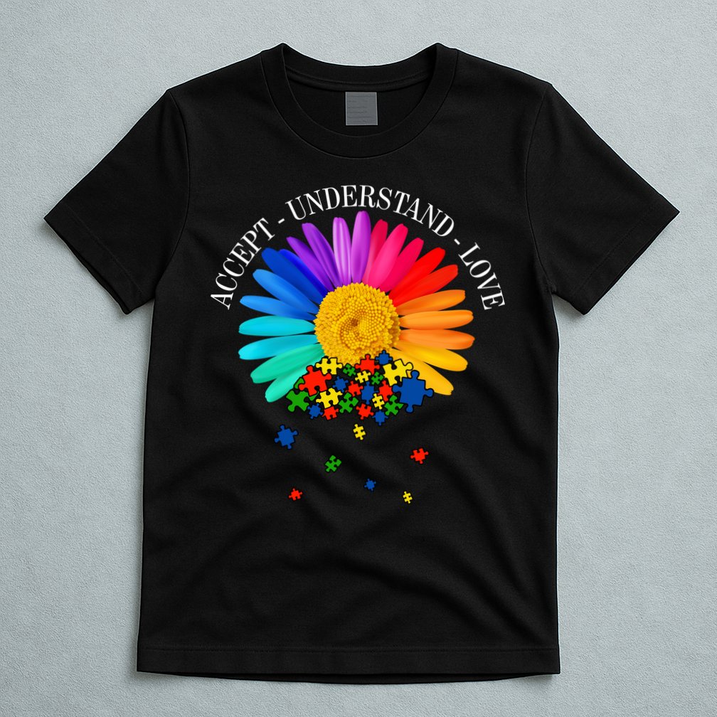 Accept Understand Love Autism Sunflower T-Shirt