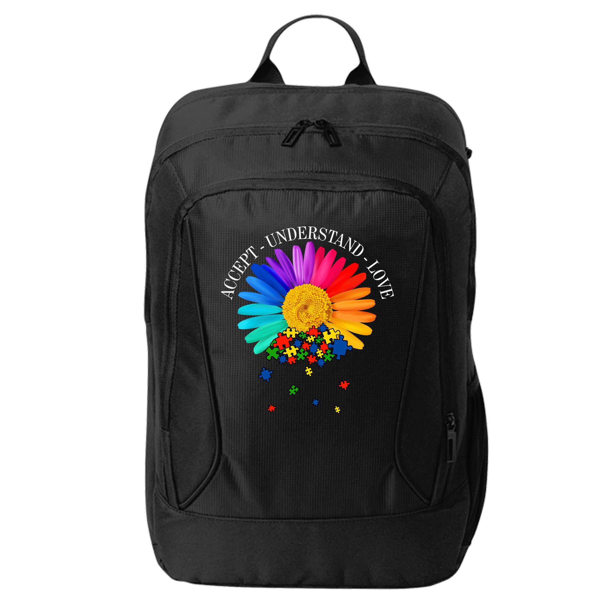 Accept Understand Love Autism Sunflower City Backpack