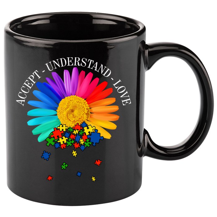 Accept Understand Love Autism Sunflower 11oz C Handle Ceramic Mug