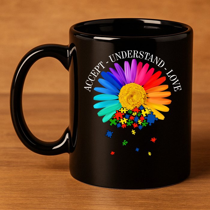 Accept Understand Love Autism Sunflower 11oz C Handle Ceramic Mug