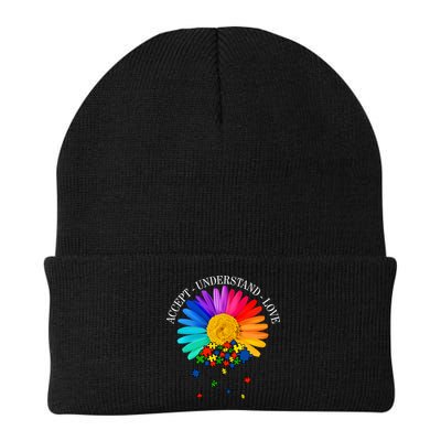 Accept Understand Love Autism Sunflower Knit Cap Winter Beanie