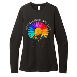 Accept Understand Love Autism Sunflower Womens CVC Long Sleeve Shirt