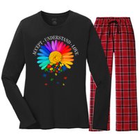 Accept Understand Love Autism Sunflower Women's Long Sleeve Flannel Pajama Set 