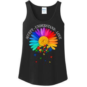 Accept Understand Love Autism Sunflower Ladies Essential Tank